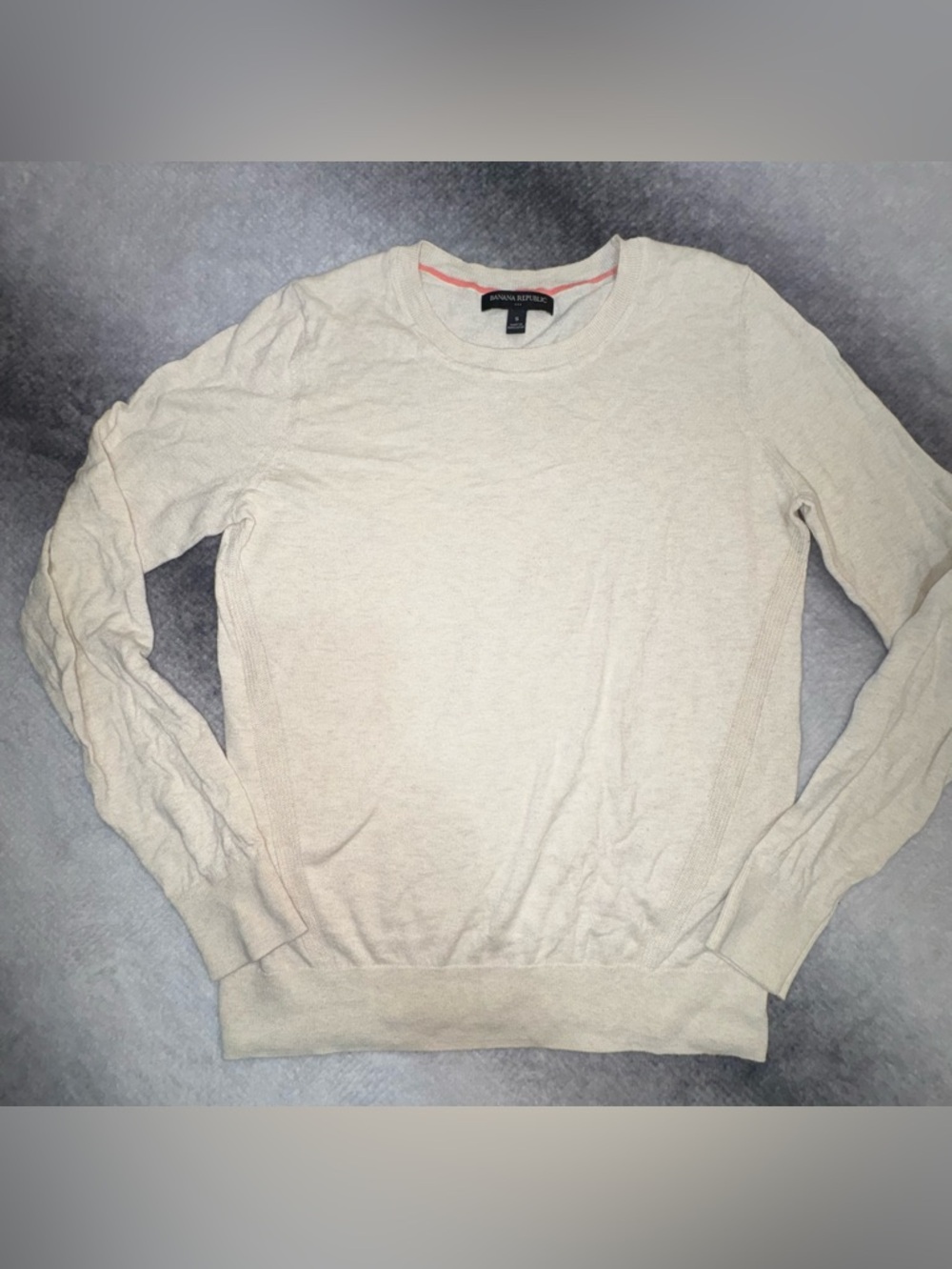 (A7) Banana Republic Lightweight Crewneck Sweater - Ivory Cream - S - Minimalist